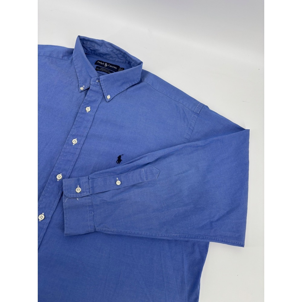 Ralph Lauren Yarmouth Blue Pinpoint Oxford Shirt Mens 17.5 34/35 Button Down